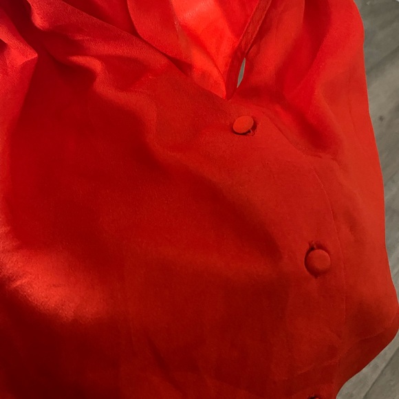 Plus Size Orange Blouse with Strings to Tie - Picture 2 of 3